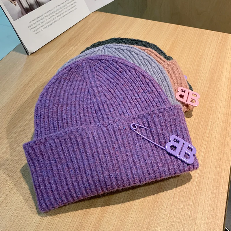 Новая Вязаная Шапка карамельных цветов женская зимняя теплая шапка Шапка-бини с