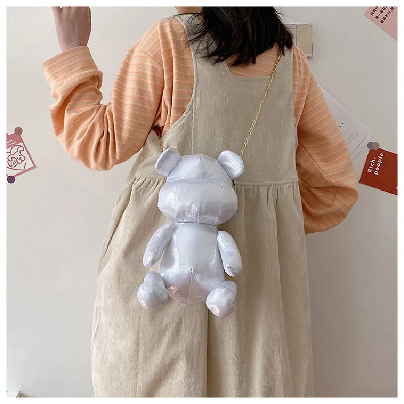 

Women Cute Bear Bag Cartoon Chain Crossbody Bag Coin Purse Girl Plush Doll Shoulder Bag Creative Toy