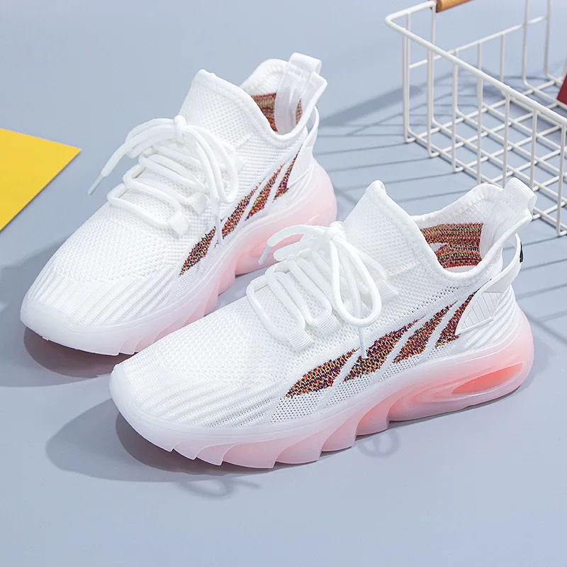 

Breathable Mesh Flying Woven Sports Shoes Versatile 2021 Thin Coconut Casual White Shoes