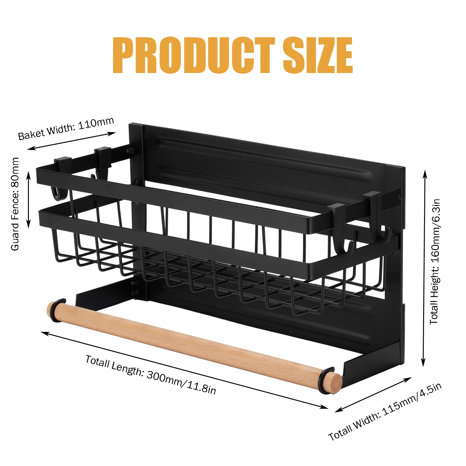 

Magnetic Spice Rack for Refrigerator Kitchen Storage Rack with Hook Paper Towel Holder Refrigerator Side Hanging Organizer Shelf