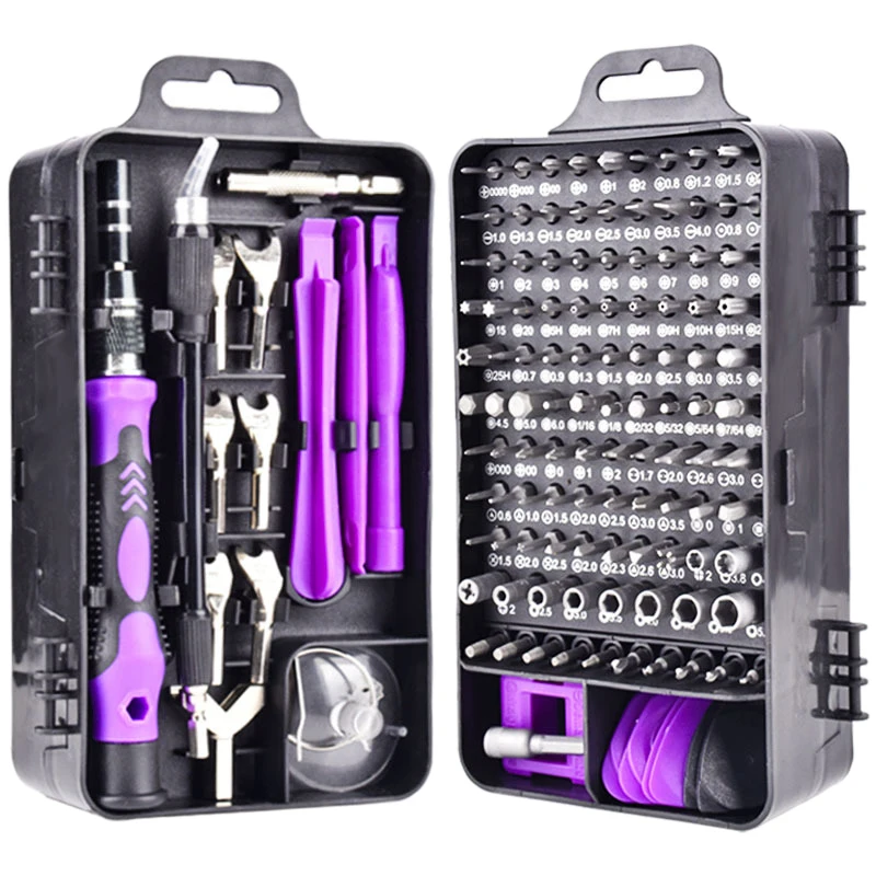 

135 In1 Screwdriver netic Tools Sets for Mobile Phone Tablet Computer Eyeglasses Repair DIY Tool Kit (Black & Purple)