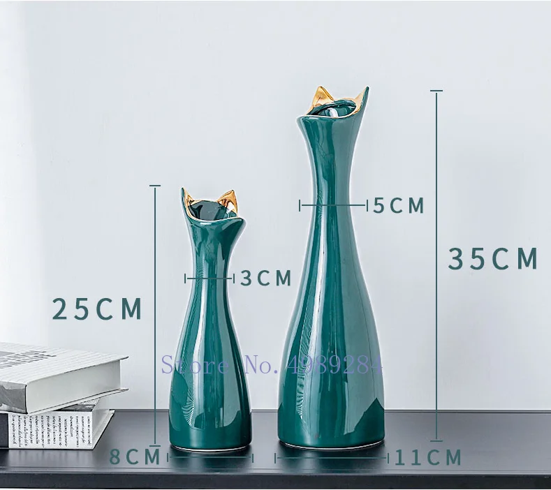 Creative ceramics vase cat ear Flower arrangement Hydroponics Accessories desktop Decorative ornaments Modern home decoration | Дом и сад