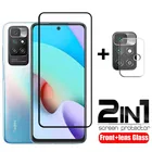 2 в 1 закаленное стекло для защиты экрана Xiaomi Redmi 10 стекло для Redmi 10 Note 11 10 Pro 10S Mi Poco M3 X3 Pro защитная пленка