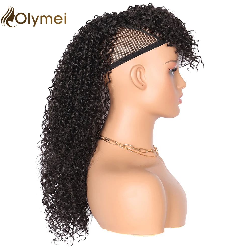 

Olymei 18 дюймов Синтетические афро кудрявые косички на шнурке с хвостом с челкой для черных женщин синтетический зажим для волос