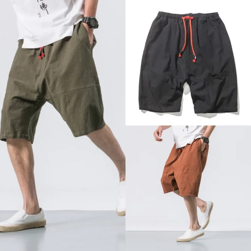 

Top Selling Product In 2020 New Solid Color Cotton Linen Casual Breathable Shorts Five-point Pants Men's Pants Men's Clothing