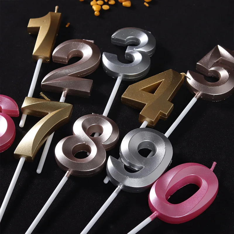 Goud Zilver Nummer Kaarsen voor EEN Taart Shimmer en Glans Party Cake Topper Kaars Kids Baby Verjaardag Annivesary Decoration|Свечи| |
