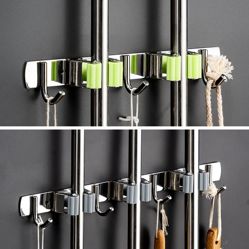

Broom Holder Heavy Duty Practical Clip Mop Organizer Wall Mount Hook Stainless Steel Storage Hanger Multifunctional WY60934