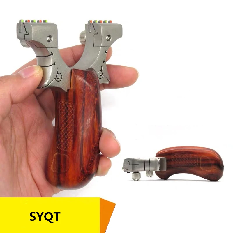 

Toys For Boys Stainless Steel Slingshot Flat Leather Solid Wood Sandalwood Small Bow Door Outdoor Hunting Collection Catapult