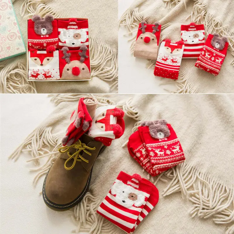 Рождественские детские теплые носки тапочки с Смешные в форме большого носка