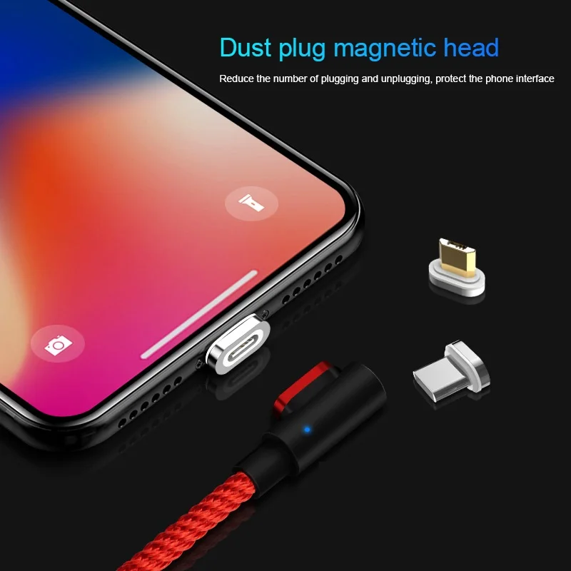Магнитный кабель Micro USB кабель 90 DegreeType C Быстрая зарядка Кабо Для samsung S8 S9 huawei P20 P30 USB C Microusb зарядный шнур