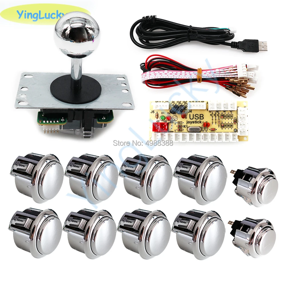 Новый DIY аркадный джойстик Набор 30 мм 24 аркадные кнопки usb Нулевая задержка