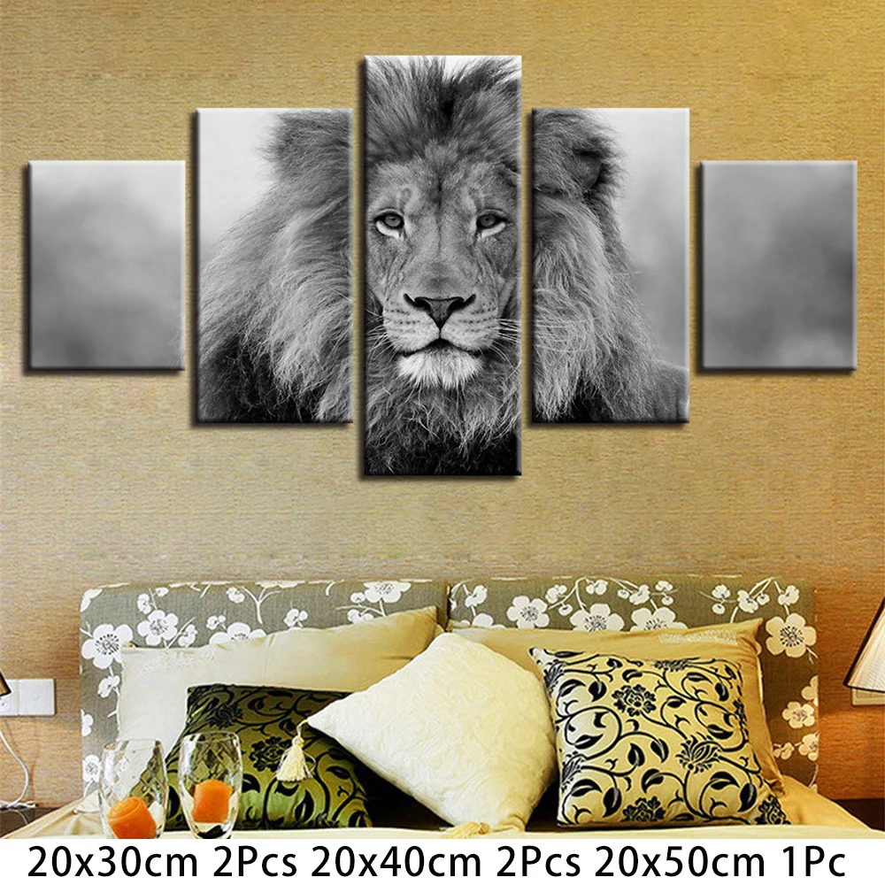 

5Pcs Unframed Modern Art Oil Painting Lion Print Canvas Picture Indoor Decor Canvas Print Painting( No Framed ) 2020