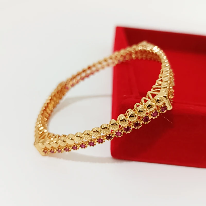 

High Quality Copper Gold Plated Bracelet with Cubic Zircon Square Rhinestone Jewelry Bracelet Women's Jewelry Bridal Bracelet