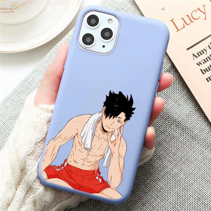 

Kuroo Tetsurou Kozume Kenma Phone Case for iPhone 12 mini 11 Pro Max X XR XS 8 7 6s Plus Candy purple Silicone cover