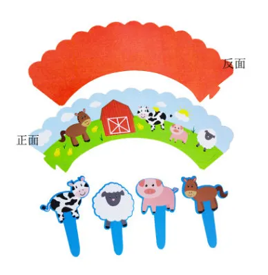 24 шт./компл. украшения для торта с изображением животных из мультфильмов Детские