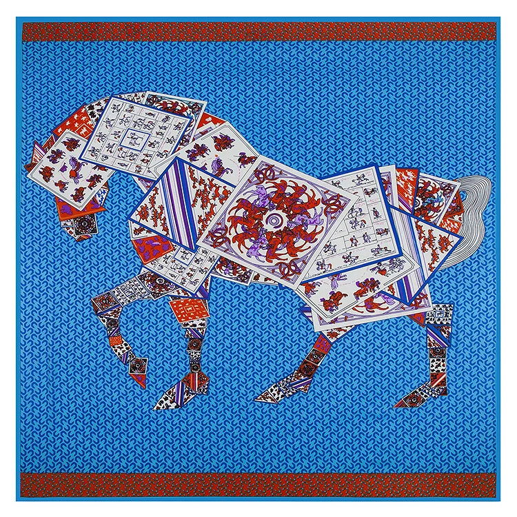 

2021 HORSE Big Size Square Silk Bandanas Womens Fashion TwillScarf Shawl Animal Print Big Bandanas Wholesale 130*130CM