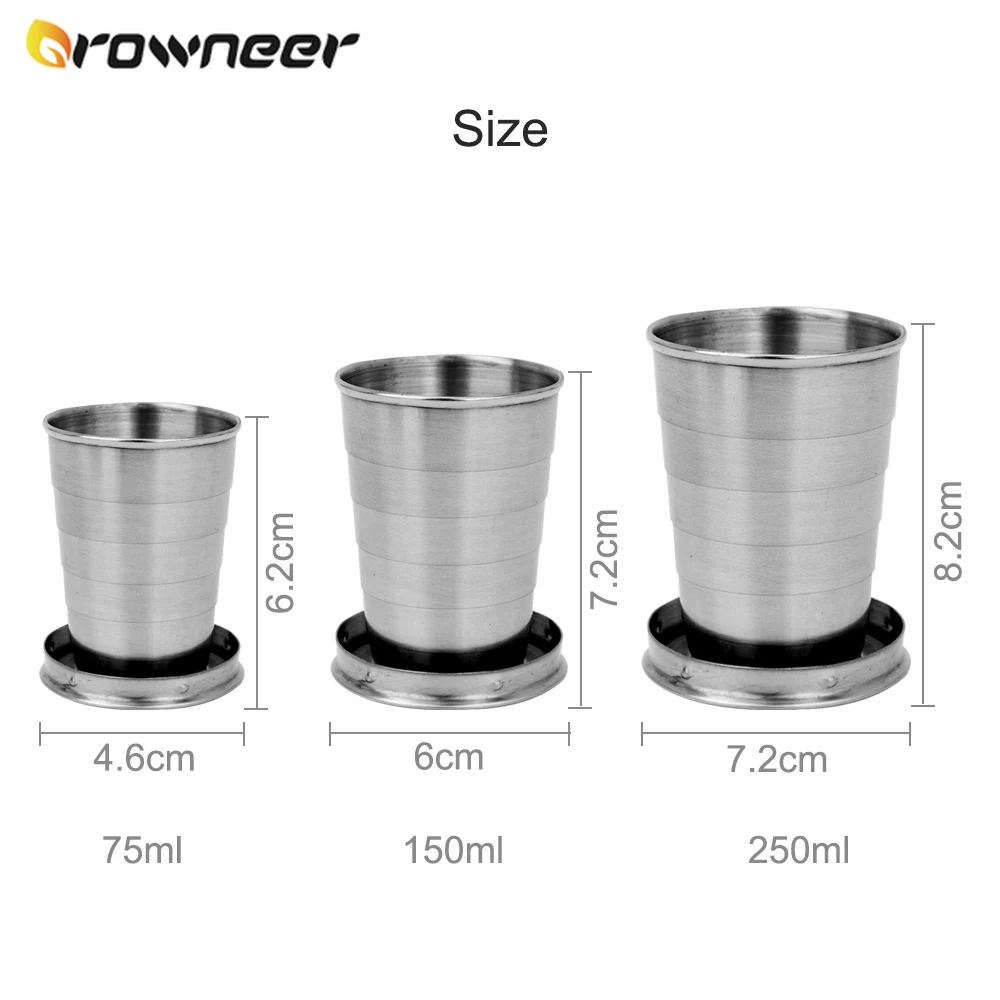 75 мл/150 мл/250 мл Нержавеющая сталь Складная чашка складной выдвижной чашки