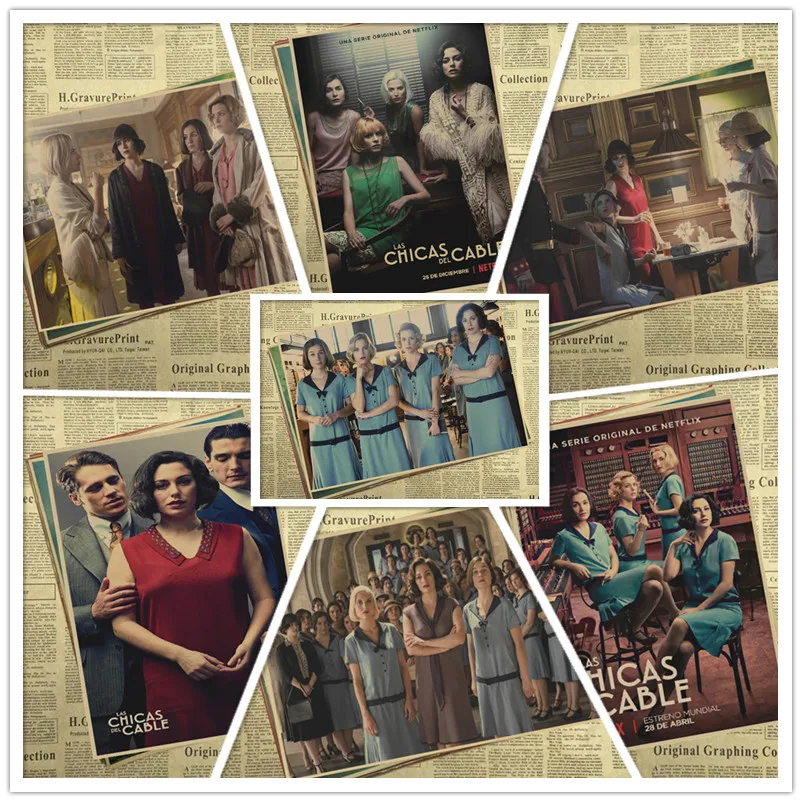 Кабель для девочек Ретро плакат крафт бумага украшения картина интерьер Бар Кафе