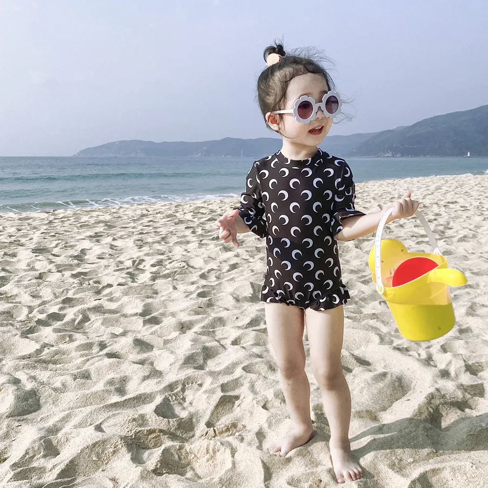 Летние праздничные пляжные слитные боди для маленьких девочек купальник с