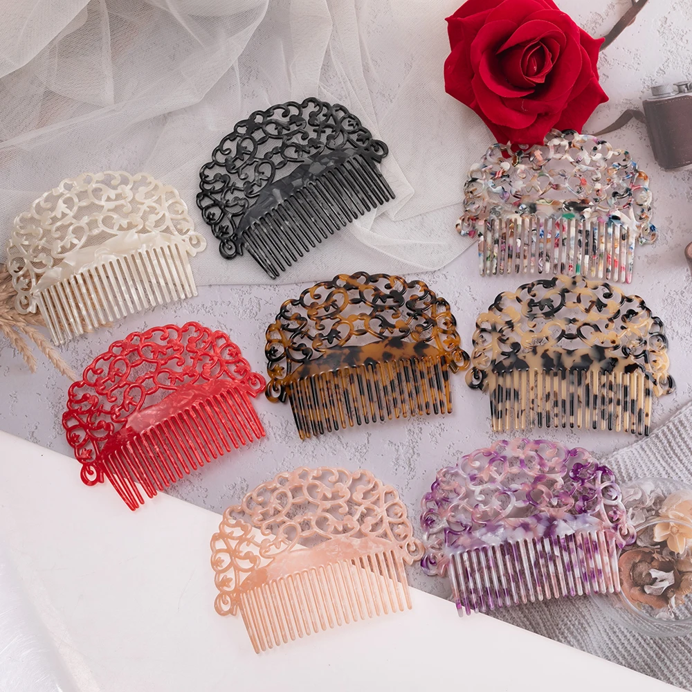 Vintage Hair Combs Colorful Acetate Hair Accessories Faux Tortoise shell Women Hair clips Flamenco dancers Headdresses jewelry