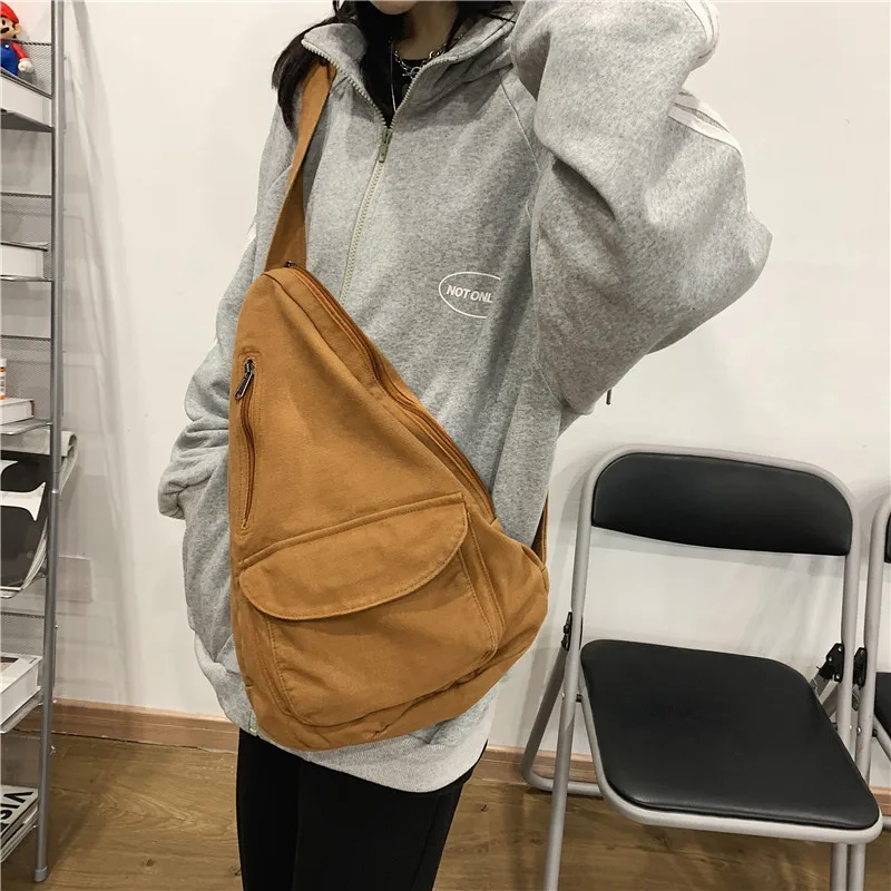 

Leisure Fashion Canvas Shoulder Bag for Women 2021 New Teenager Chest Bag Teen Crossbody Bag Backpack Girls Satchel Pack Handbag