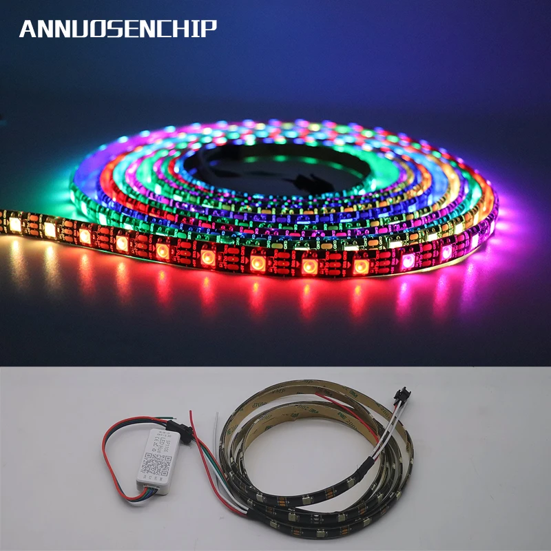 

Controller + WS2812B 30/60/144 leds/m Smartled pixel RGB individually addressable led strip light Black/White PCB IC WS2812 5V