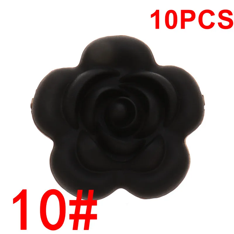 10 Black Fkisbox 10 шт. Силиконовые Розовые Детские зубные кольца BPA бесплатно цветок жемчуг бижутерия для прорезывания зубов DIY пустышка цепь очаровательные игрушки для кормления - Цвет: 10 Black