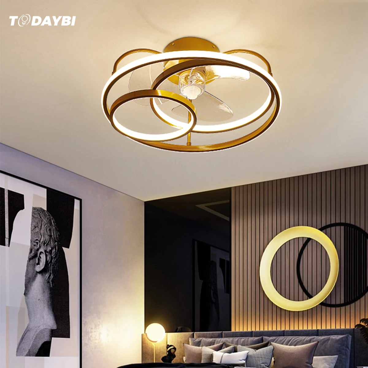 

LED Ceiling Fan Lamp Modern Minimalist Ceiling Lamp Dining Room Bedroom Living Room Lamp Round Fan Lights