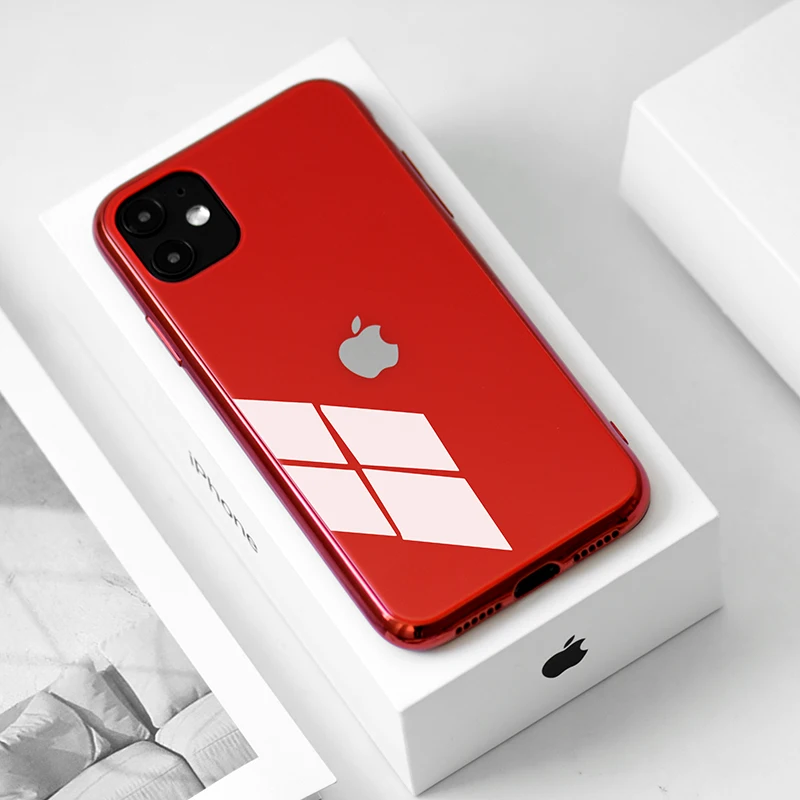 Роскошный чехол для телефона из закаленного стекла для iPhone 11 Pro Max X XR XS 7 6s 8 Plus 8plus 7plus черный золотой красный белый чехол - Цвет: B