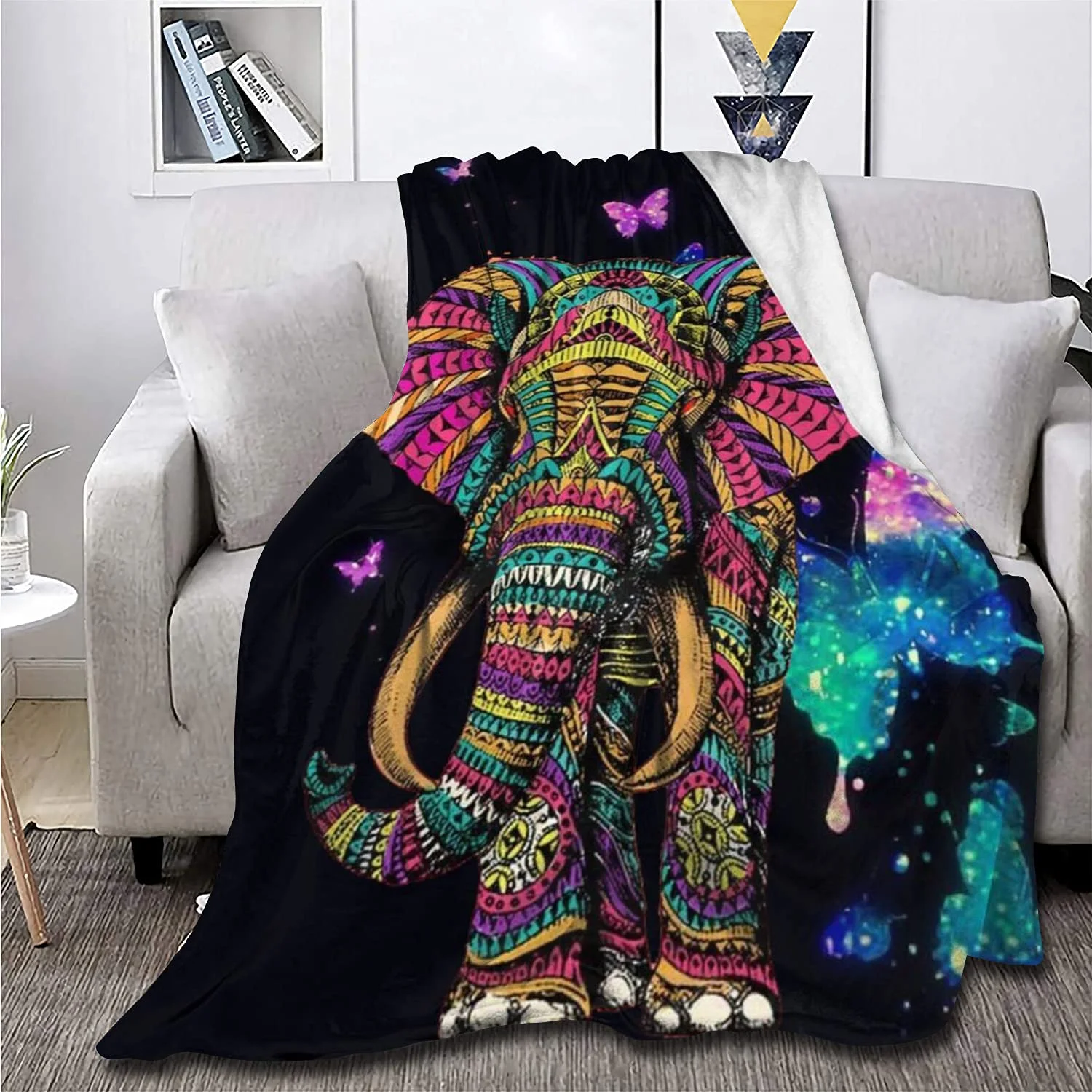 

Одеяло в виде слона, бабочки, подходит для дивана-кровати, мягкое и удобное, плюшевое, черное, Galaxy, подарок для дам, 50x40