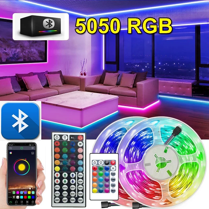 

Bluetooth-compatible LED Light Strip 5050 for Room RGB SMD Flexible Diode DC 5V IR Controller Led Lamp Wall Bedroom TV Backlight
