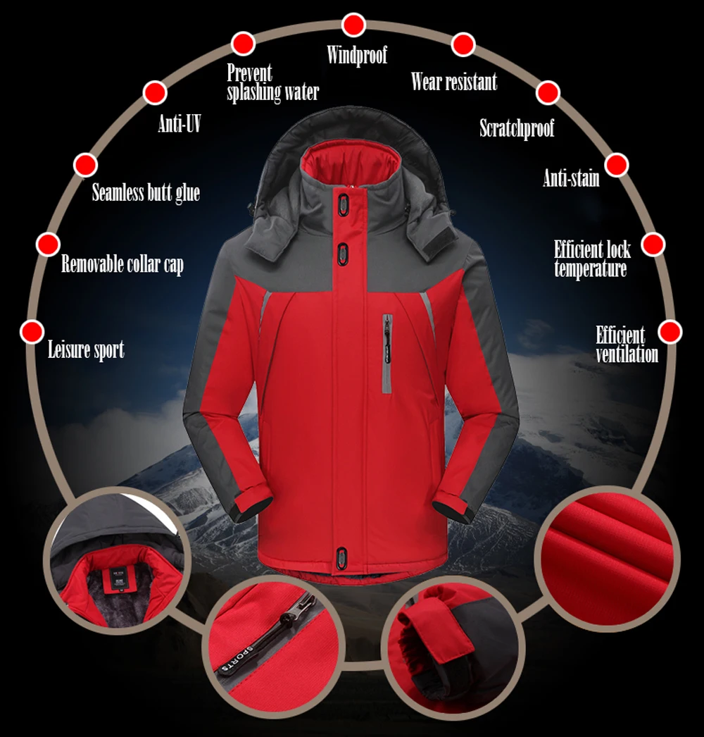 Мужская зимняя водонепроницаемая Теплая Флисовая Куртка для рыбалки и лыжного