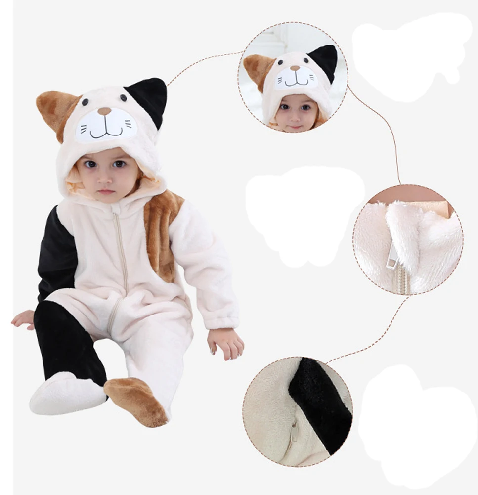 Детские забавные комбинезоны с животными для младенцев комбинезон капюшоном