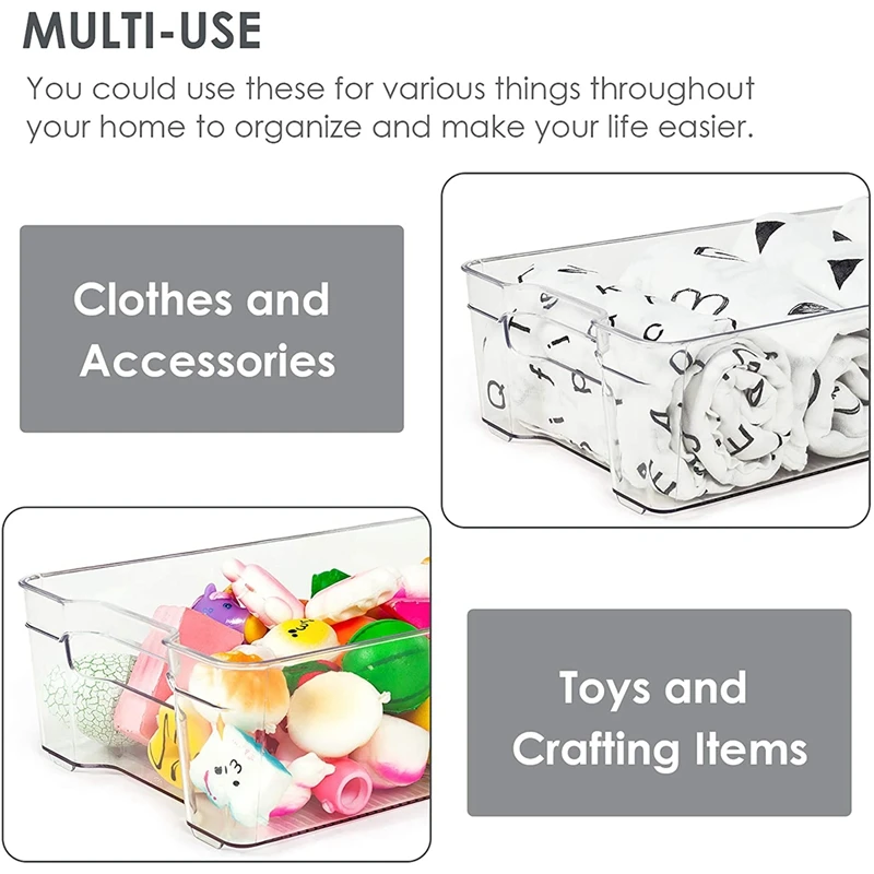 

4 Pack Large Clear Plastic Food Storage Bin with Handle for Freezer, Cabinet, Fridge, Kitchen Pantry Storage