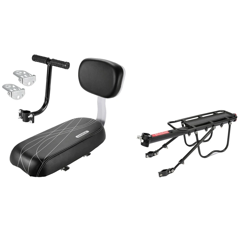 

Bike Rack Aluminum Alloy Frame Luggage Rear Carrier Rear Rack Trunk & Bicycle Rear Seat Cushion Armrest Footrest Set