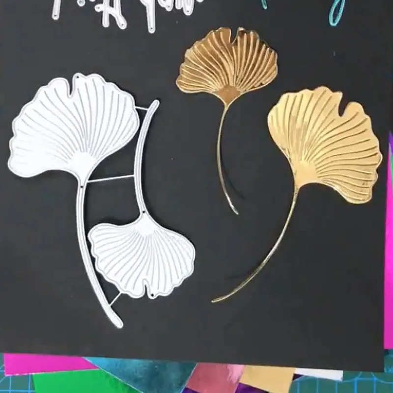 Металлические штампы Ginkgo с рамкой в виде листьев для скрапбукинга трафареты