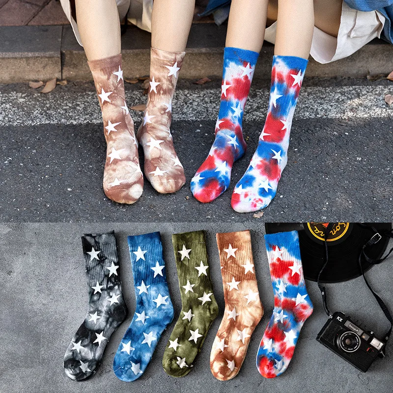 

Hip-Hop Tie-dye Socks Letter Men Women Socks Cotton Colorful Vortex Classmale Funny Happy Fashion Skateboard Soft Girl Sockings