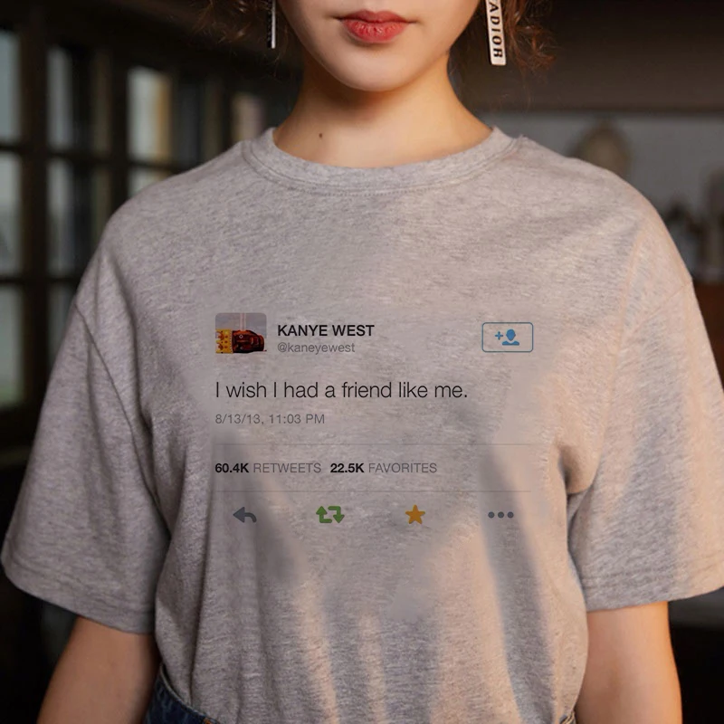Летняя футболка с надписью Wish I Had A Friend Like Me серая большого размера свободная