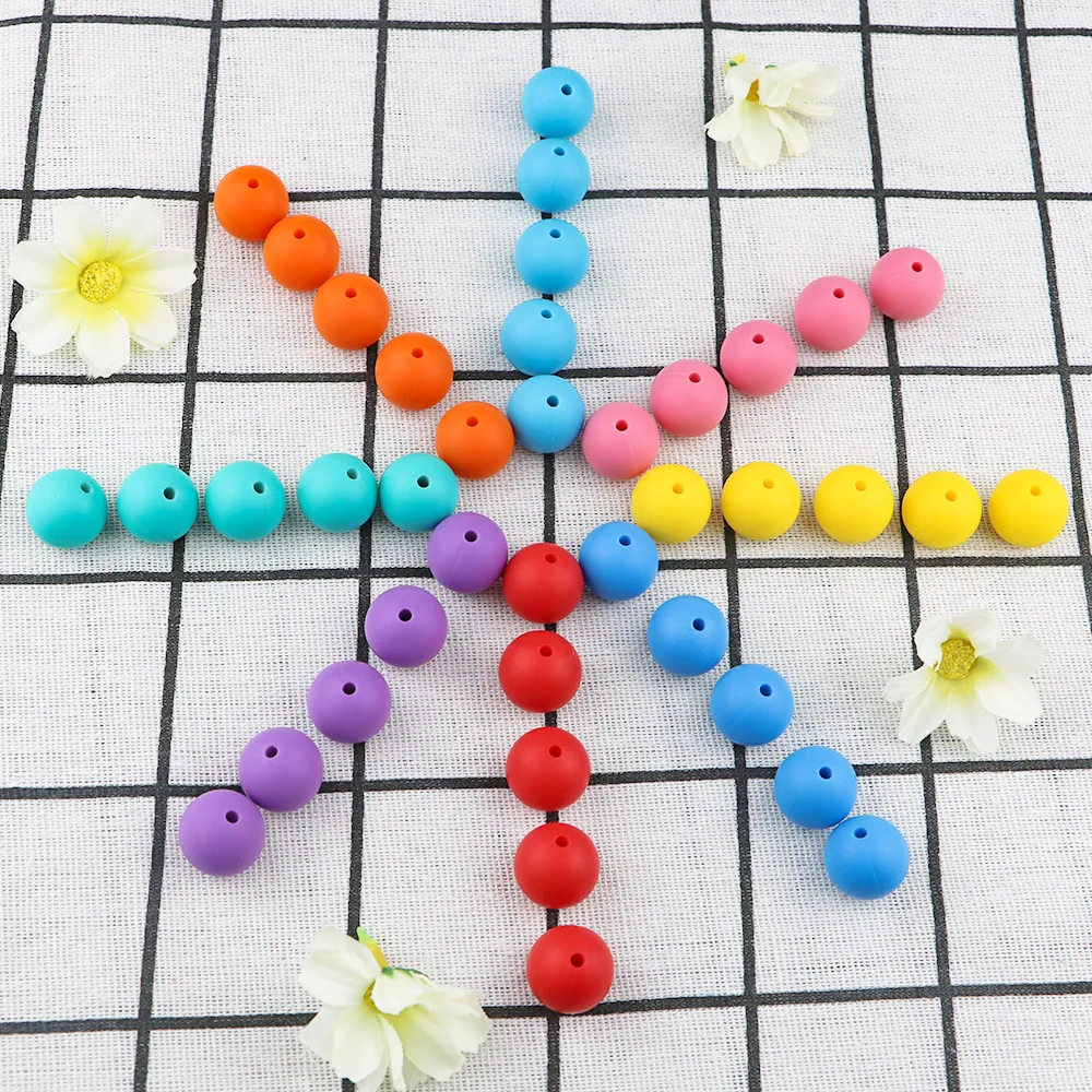 

Kovict 15mm 100/200/500pcs Silicone Beads Baby Teething Beads Baby Teether Safe Food Grade Nursing Chewing Round Fashion Beads
