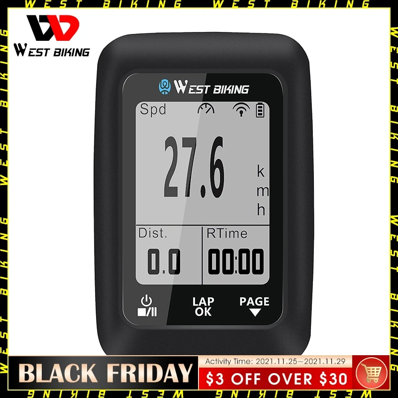 

WEST BIKING GPS Bicycle Computer Wireless IPX7 Rainproof Bike Speedometer ANT+Bluetooth-compatible 4.0 Road MTB Bicycle Computer