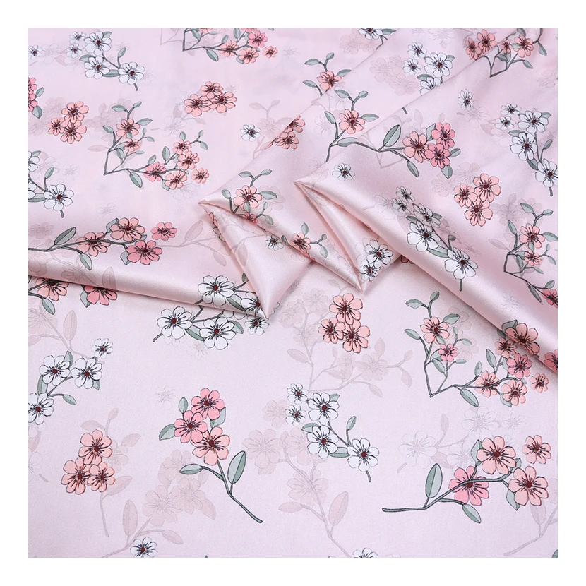 

silk stretch satin fabric customization Summer foundation small flowers satin cheongsam dress advanced sewing fabric by meter