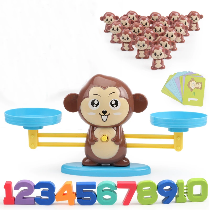 new brown monkey Обезьяна баланс игры матч Игра палевые игрушки балансировка шкала какуляции Инструмент Обучающие Детские Монтессори баланс измерительная игрушка - Цвет: new brown monkey