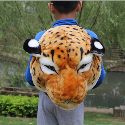 leopard Плюшевый Рюкзак с 3D головой тигра и льва для женщин, панда, персональная пара, рюкзак с животными, женский рюкзак для путешествий, студенческие забавные школьные сумки - Цвет: leopard
