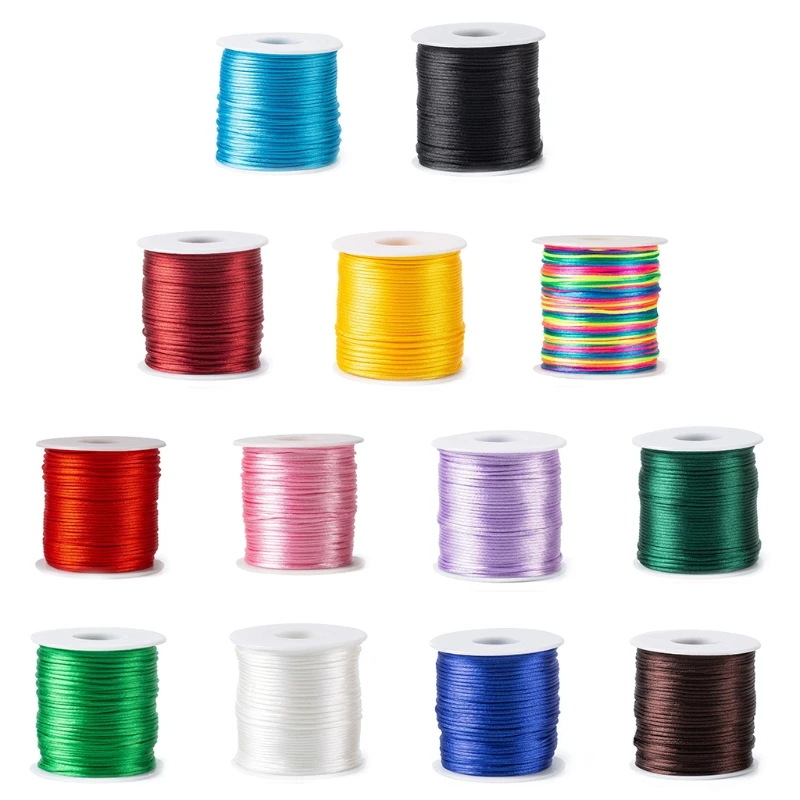 

2022 New 70m/Roll Satin Silk Rope Nylon Cord DIY Baby Teether Craft Supplies Line Teething Necklace Cord Rattail Trim Thread