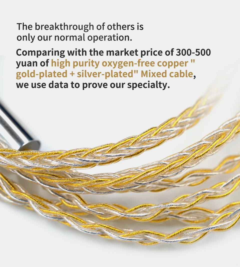 

KZ Original Gold with Silver Plated Upgrade Cable Earphones Wire for ZS10 ZST X AS16 AS10 AS06 ZSN Pin C B MMCX for Shure KZ CCA