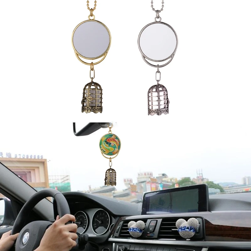 

Custom Heat Transfer Blank Metal Pendant Aromatherapy Birdcage Car Jewelry Pendant for friends/Family