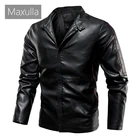Мужские кожаные куртки Maxulla, модная мотоциклетная куртка из искусственной кожи, повседневная верхняя одежда, приталенная ветровка, байкерские кожаные пальто, мужская одежда