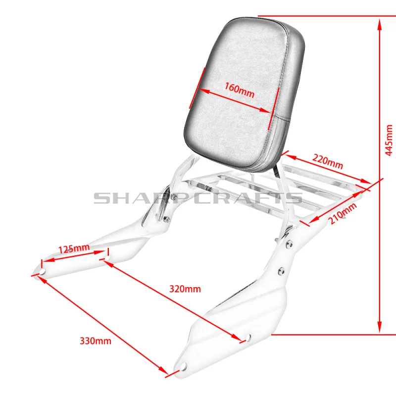 Аксессуары для мотоциклов пассажирская спинка Сисси-бар с задней багажником Honda
