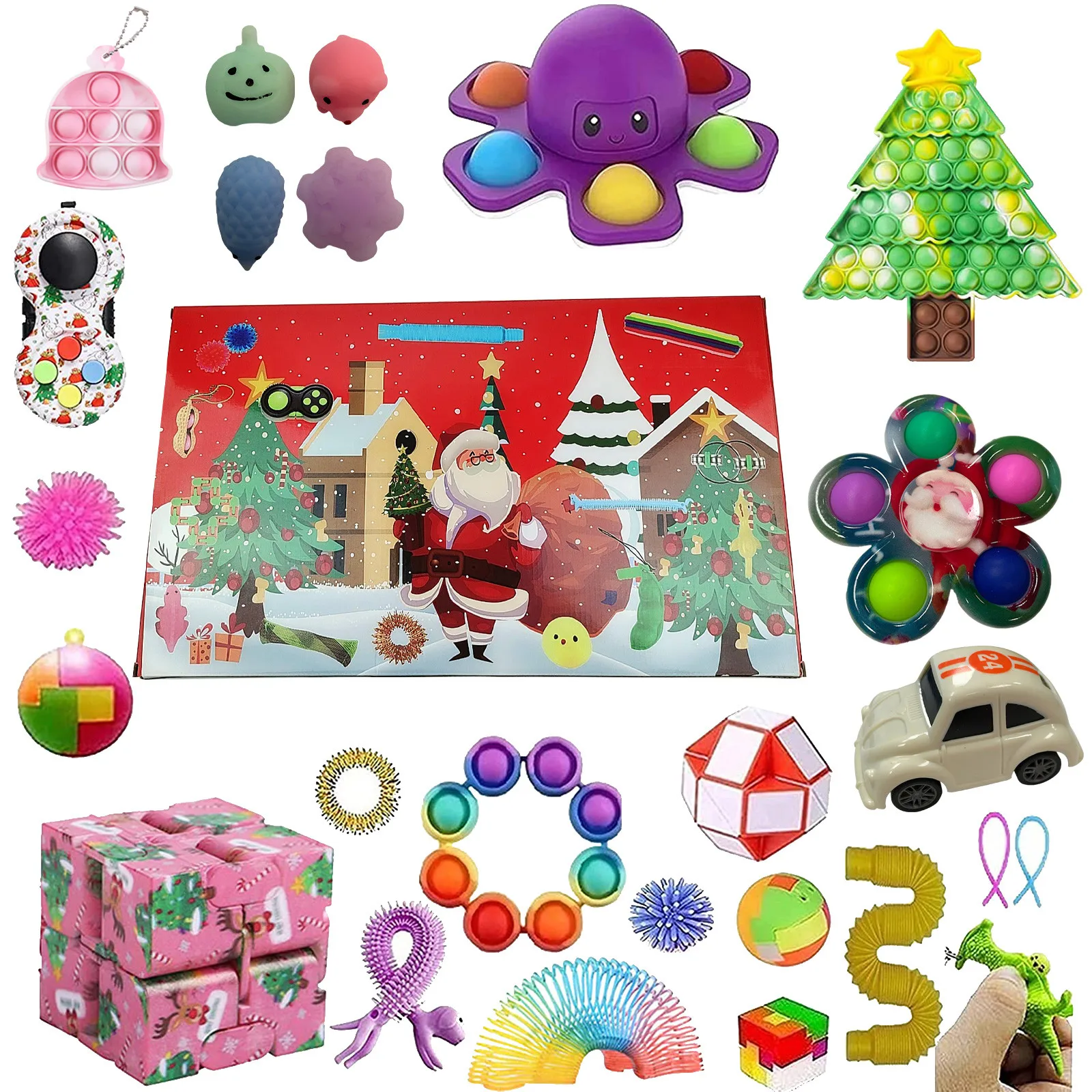 

Набор сенсорных игрушек, детский праздничный календарь с простыми зажимами и пузырьками, с обратным отсчётом, для Рождества