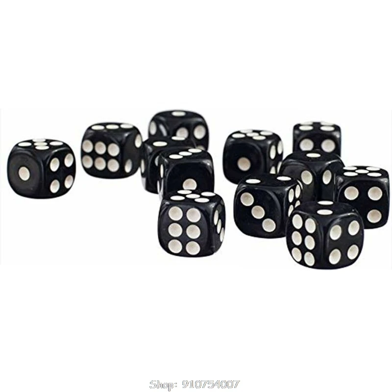 

50pcs 12mm Black Acrylic Dice Round Corner Six Sided D6 D&D RPG KTV Bar Party Dice Game N04 20 Dropship
